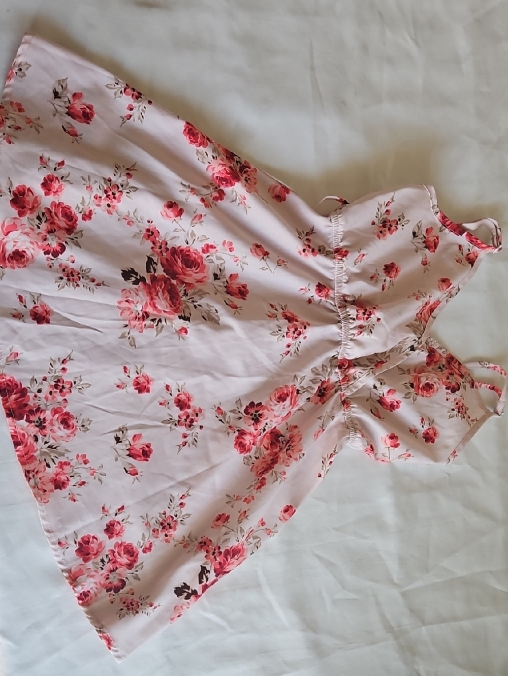 SHEIN Pink Floral Tie-Strap Summer Dress for Girls